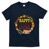 Happy Thanksgiving Fall Holiday T-Shirt - Navy Blue