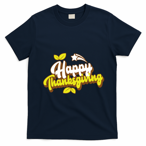 Happy Thanksgiving Holiday Cute T-Shirt - Navy Blue