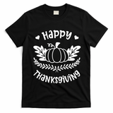 Happy Thanksgiving Pumpkin Cute T-Shirt - Black