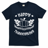 Happy Thanksgiving Pumpkin Cute T-Shirt - Navy Blue