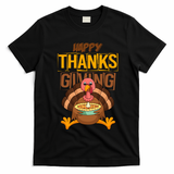 Happy Thanksgiving Turkey Pie Holiday T-Shirt - Black