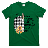 In A World Full Of Grandmas Be A Gigi Plaid Pumpkin  T-Shirt - Irish Green