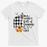 In A World Full Of Grandmas Be A Gigi Plaid Pumpkin  T-Shirt - White