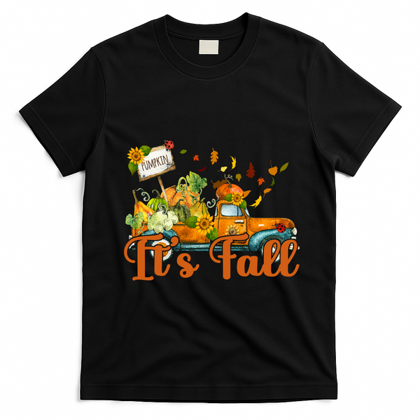 Its Fall Pumpkin Vintage Truck T-Shirt - Black