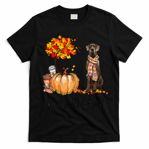 It's Fall Y'all Great Dane Dog Lovers Thanksgiving Halloween T-Shirt - Black