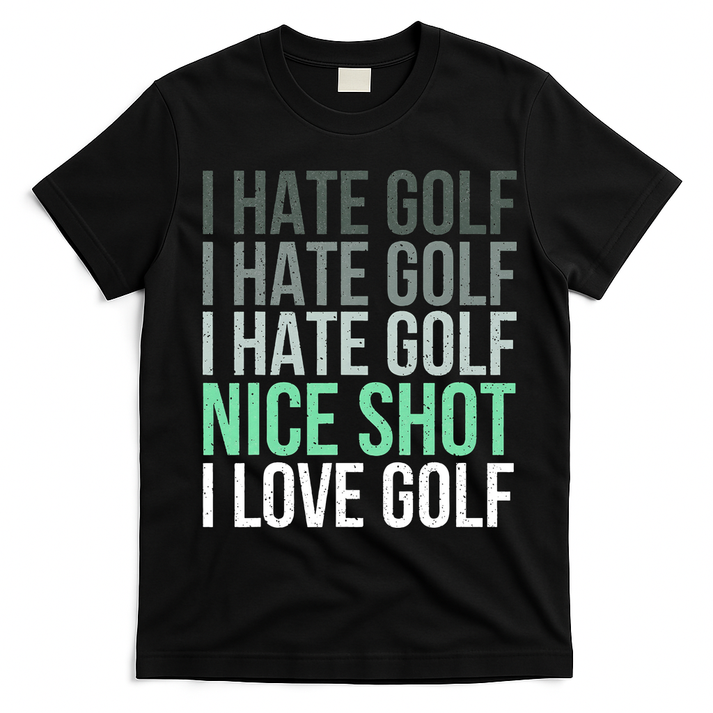 I Hate Golf Nice Shot I Love Golf Golfer Golfing Lover T-Shirt - Black