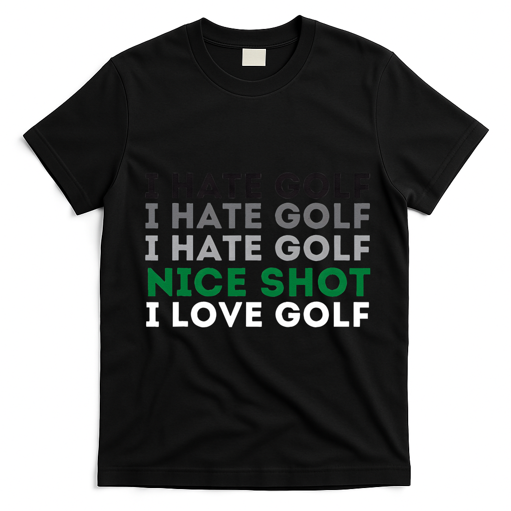 I Hate Golf Nice Shot I Love Golf Golfing Lover & Golf T-Shirt - Black