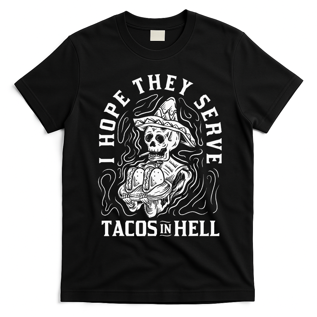 I Hope They Serve Tacos In Hell Halloween Taco Tuesday Gift T-Shirt - Black