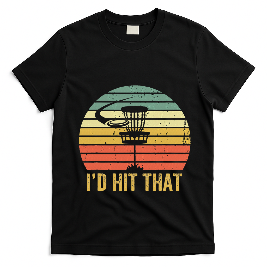 ID Hit That Funny Disc Golf Vintage Frisbee Disc Sport T-Shirt - Black