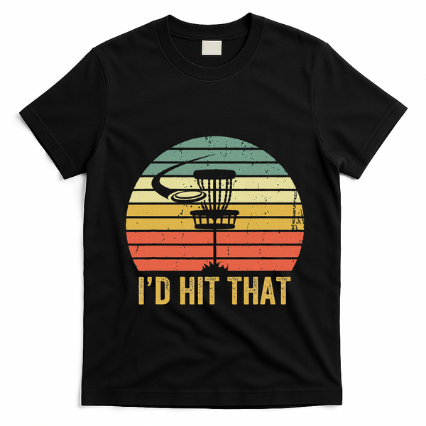 ID Hit That Funny Disc Golf Vintage Frisbee Disc Sport T-Shirt - Black