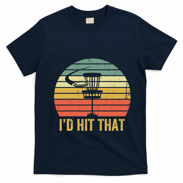ID Hit That Funny Disc Golf Vintage Frisbee Disc Sport T-Shirt - Navy Blue