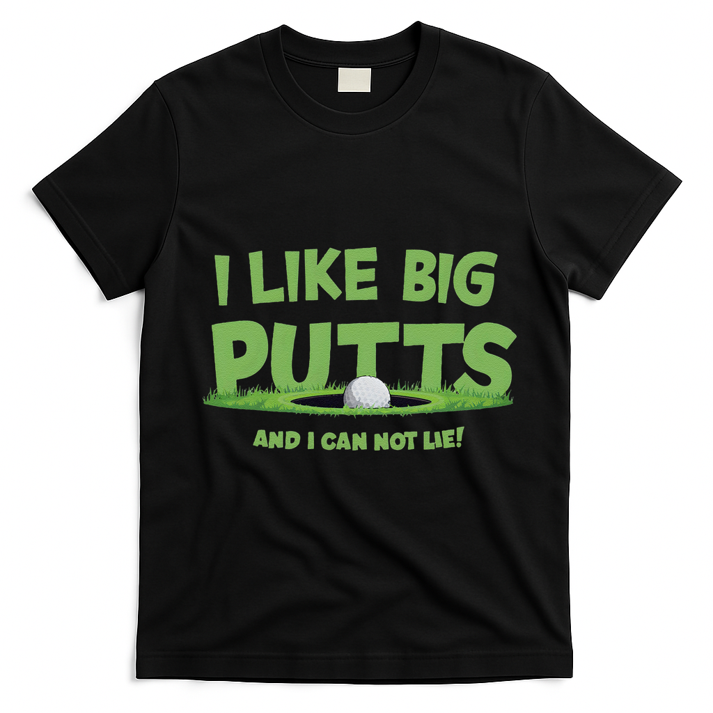 I Like Big Putts And I Cannot Lie Funny Golf Golfer T-Shirt - Black