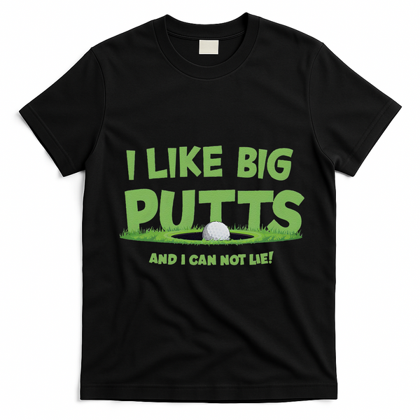I Like Big Putts And I Cannot Lie Funny Golf Golfer T-Shirt - Black