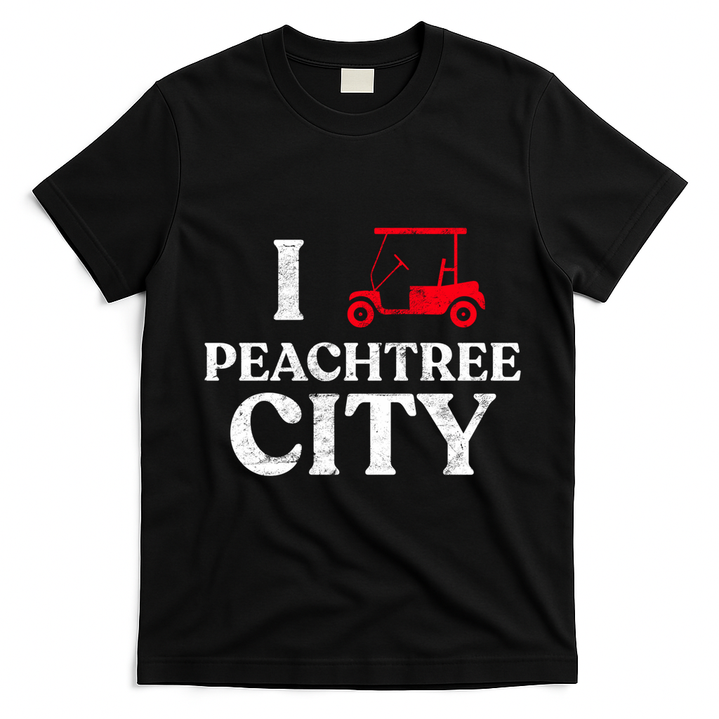 I Love Peachtree City GA Funny Golf Cart State of Georgia T-Shirt - Black