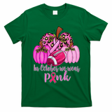 In October We Wear Pink Football Pumpkin Breast Cancer T-Shirt - Irish Green