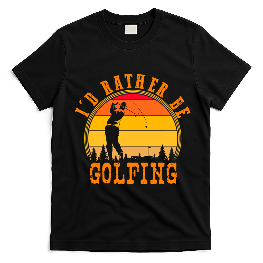 Id Rather Be Golfing Vintage Retro Style Golf Lovers Cute Gift T-Shirt - Black
