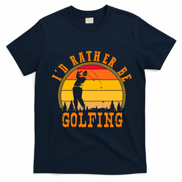 Id Rather Be Golfing Vintage Retro Style Golf Lovers Cute Gift T-Shirt - Navy Blue