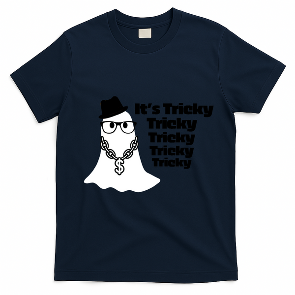 Its Tricky Tricky Tricky Ghost Boo Its Tricky Halloween T-Shirt - Navy Blue
