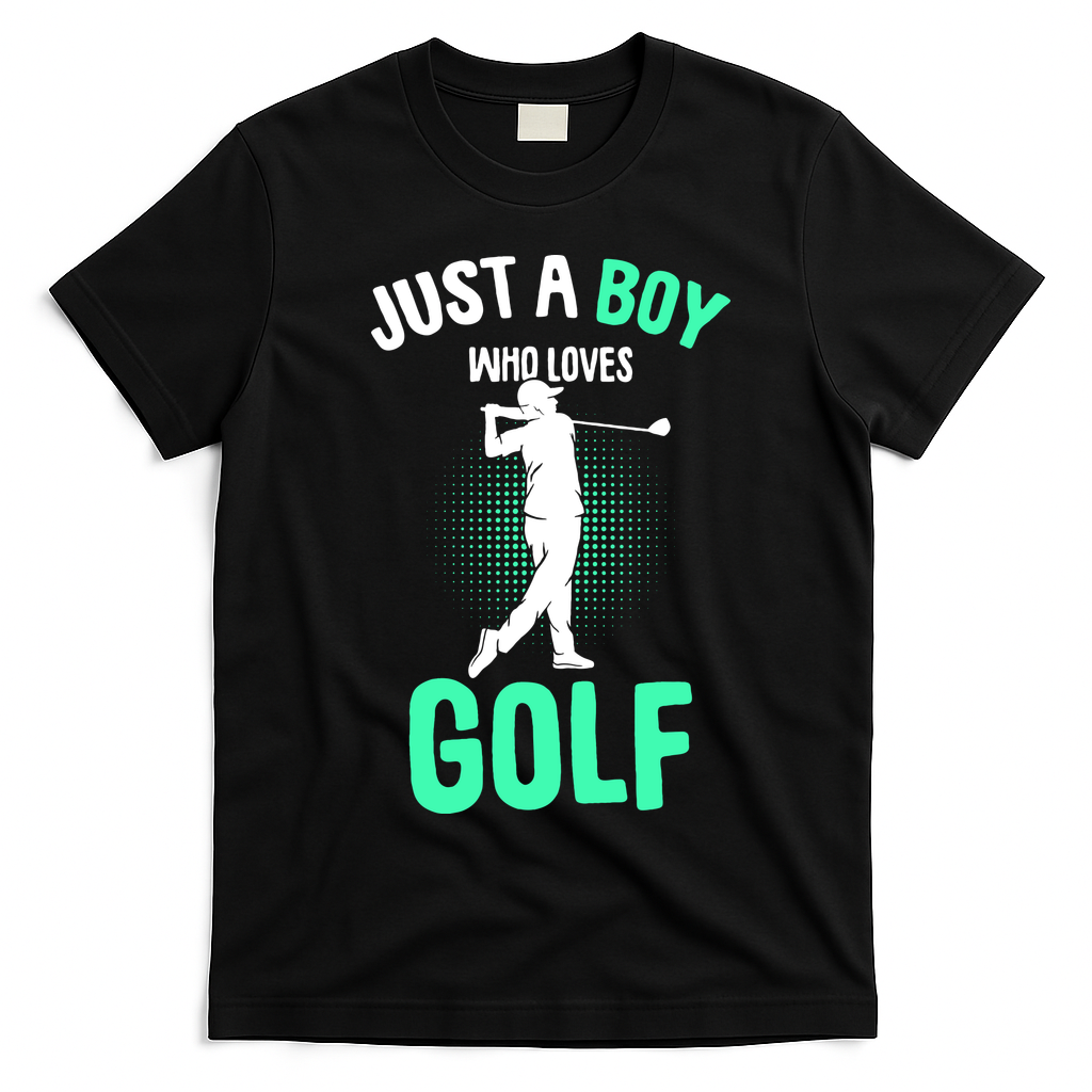 Just A Boy Who Loves Golf T-Shirt - Black