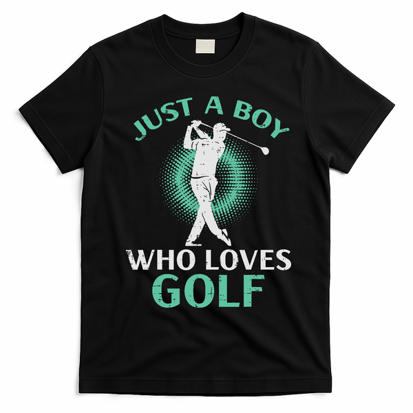 Just A Boy Who Loves Golf Golfing Golfer T-Shirt - Black