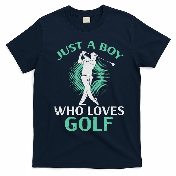 Just A Boy Who Loves Golf Golfing Golfer T-Shirt - Navy Blue