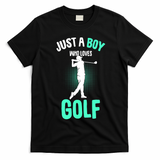 Just A Boy Who Loves Golf Club Golfer Golfing Gift T-Shirt - Black