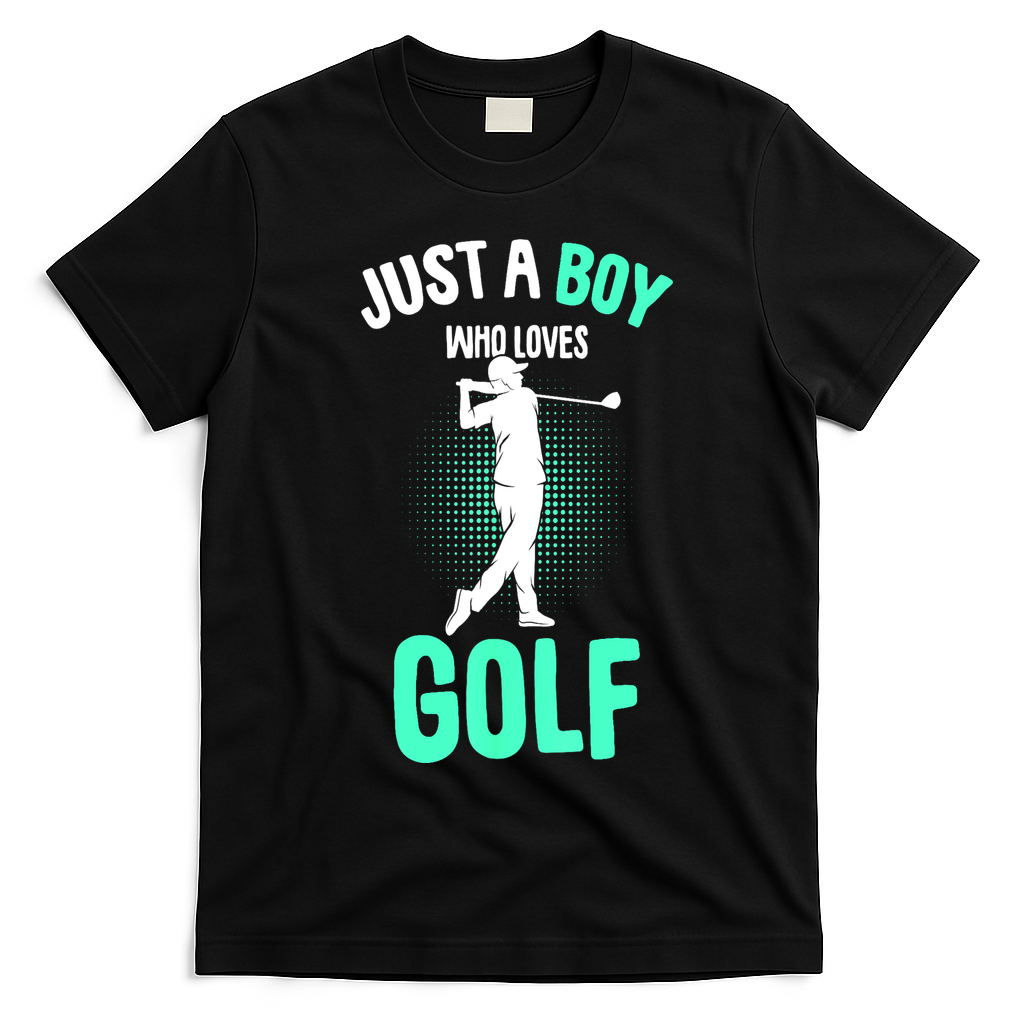 Just A Boy Who Loves Golf Club Golfer Golfing Gift T-Shirt - Black