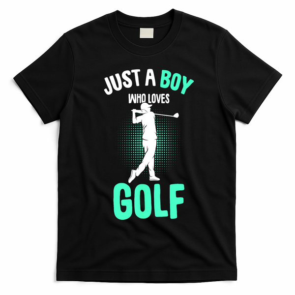 Just A Boy Who Loves Golf Club Golfer Golfing Gift T-Shirt - Black