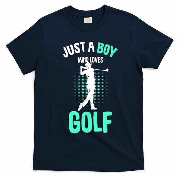 Just A Boy Who Loves Golf Club Golfer Golfing Gift T-Shirt - Navy Blue