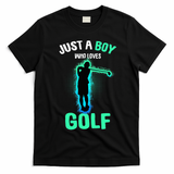 Just A Boy Who Loves Golf Club Golfer T-Shirt - Black