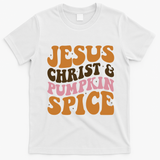 Jesus Christ And Pumpkin Spice Retro Groovy Christianity T-Shirt - White