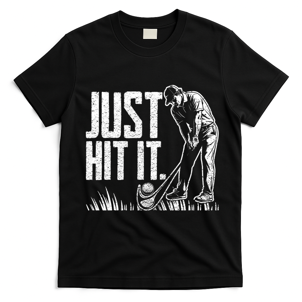 Just Hit It Funny Golf T-Shirt - Black