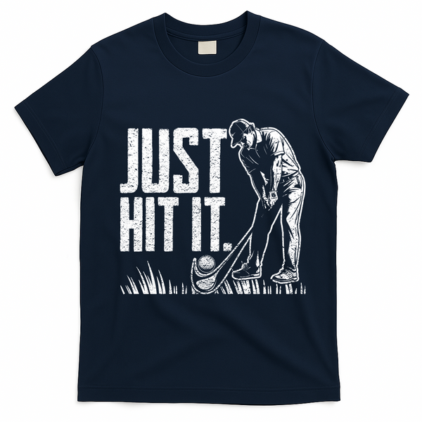 Just Hit It Funny Golf T-Shirt - Navy Blue