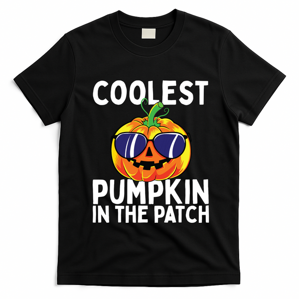 Kids Coolest Pumpkin In The Patch Halloween Boy Girls Teens T-Shirt - Black