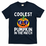 Kids Coolest Pumpkin In The Patch Halloween Boy Girls Teens T-Shirt - Navy Blue