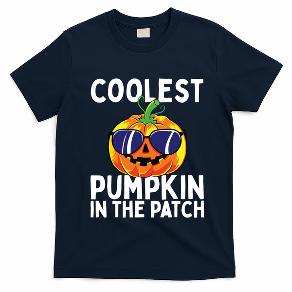 Kids Coolest Pumpkin In The Patch Halloween Boy Girls Teens T-Shirt - Navy Blue