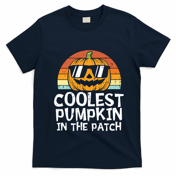 Kids Coolest Pumpkin In The Patch Boy Halloween Kids 2771 T-Shirt - Navy Blue