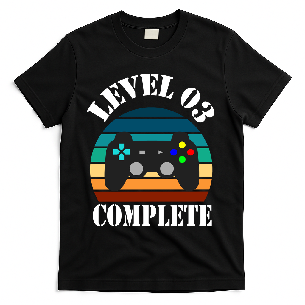 Level 3 Complete Retro Vintage/ 3rd Anniversary Gift/ 3rd Birthday Gift Level3 T-Shirt - Black