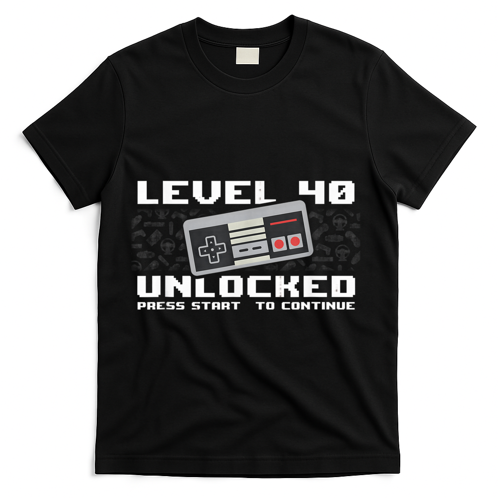 Level 40 Complete 1981 Gamer 40th Birthday T-Shirt - Black