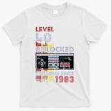Level 40 Unlocked Gamer 40th Birthday Gift Video Game Lovers T-Shirt - White