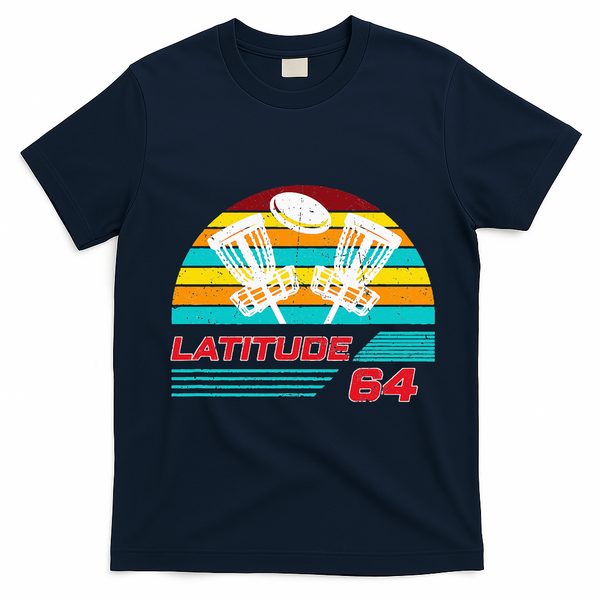 Latitude 64 Disc Golf Retro Vintage T-Shirt - Navy Blue
