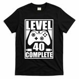Level 40 Complete Video Gamer 40th Birthday T-Shirt - Black