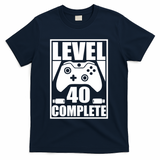 Level 40 Complete Video Gamer 40th Birthday T-Shirt - Navy