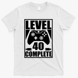 Level 40 Complete Video Gamer 40th Birthday T-Shirt - White