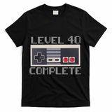 Level 40 Complete Retro Gamer 40th Birthday T-Shirt - Black