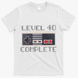 Level 40 Complete Retro Gamer 40th Birthday T-Shirt - White