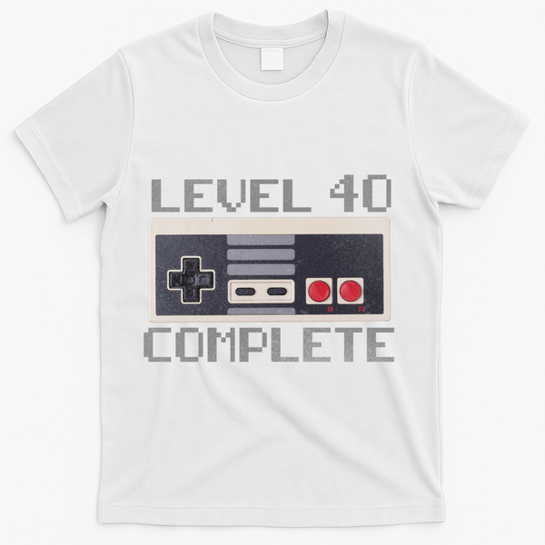 Level 40 Complete Retro Gamer 40th Birthday T-Shirt - White