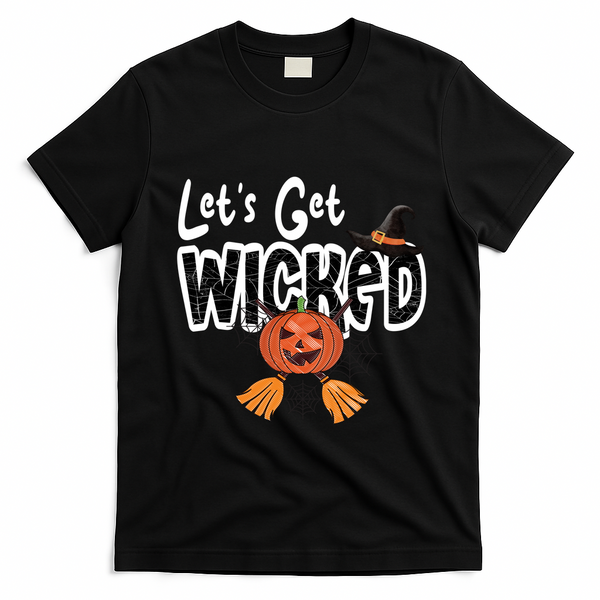 Lets Get Wicked Halloween Spooky T-Shirt - Black