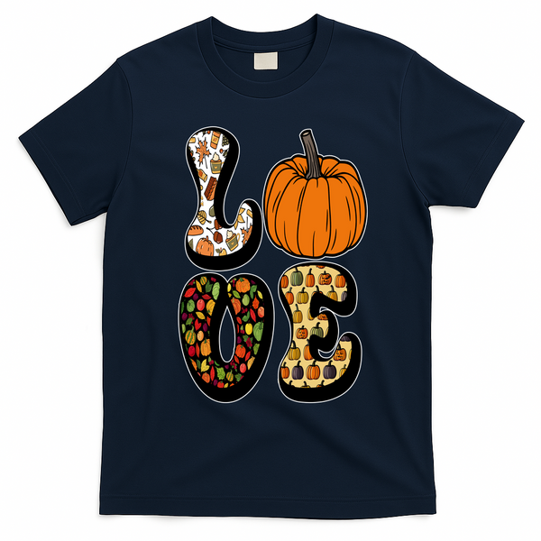 Love Halloween Pumpkin Cute T-Shirt - Navy Blue