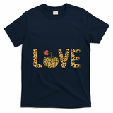 Love Leopard Pumpkin Autumn Design T-Shirt - Navy Blue